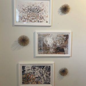 Set of 3 Framed Oliver Gal Prints in Gold Floral